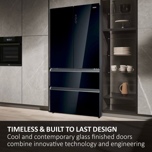 Haier FD 90 Series 7 American Fridge Freezer - Black Glass - Annotation - Timeless & built to last design